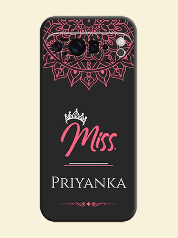 Mrs Name with Floral Design On Space Black Custom Soft Matte Mobile Back Cover - Google Pixel 10 Pro XL 5G