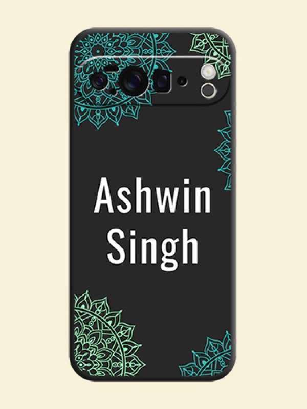Your Name with Floral Design On Space Black Custom Soft Matte Mobile Back Cover - Google Pixel 10 Pro XL 5G