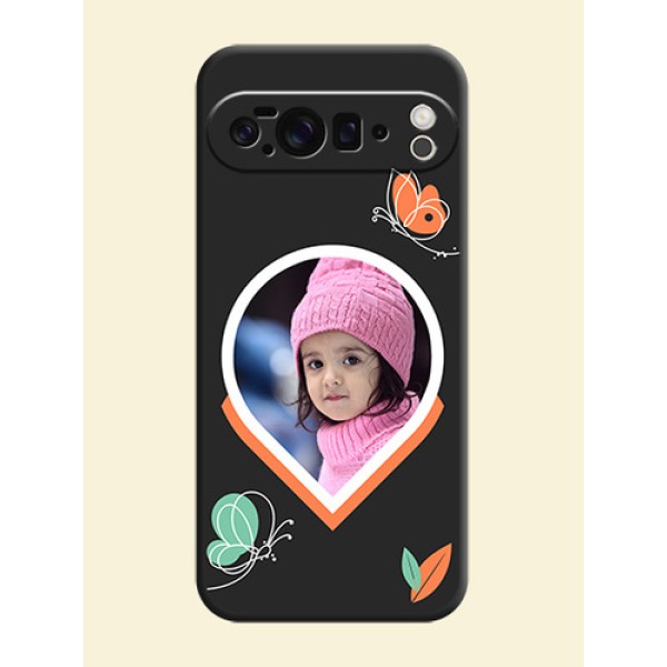 Upload Pic With Simple Butterly Design On Space Black Custom Soft Matte Mobile Back Cover - Google Pixel 10 Pro XL 5G