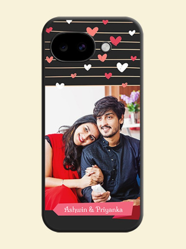 Love Pattern with Name on Pink Ribbon on Photo On Space Black Custom Soft Matte Mobile Back Cover - Google Pixel 10A 5G