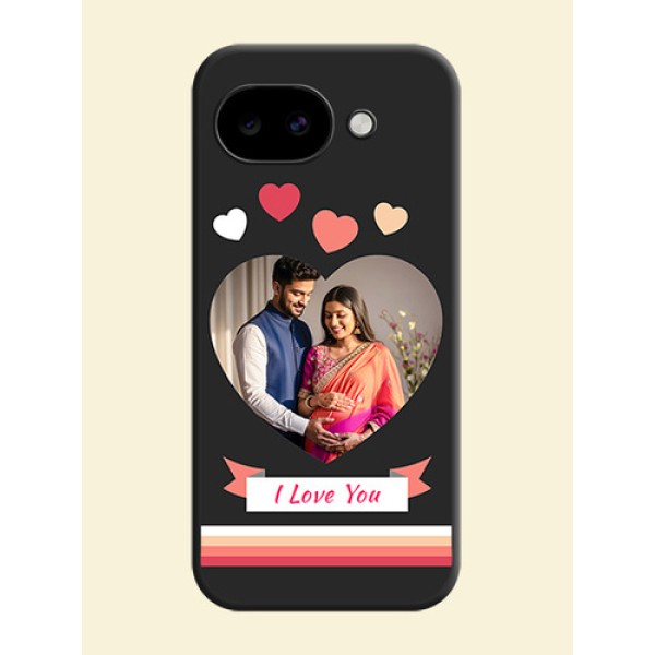 Love Shaped Photo with Colorful Stripes On Space Black Custom Soft Matte Mobile Back Cover - Google Pixel 10A 5G