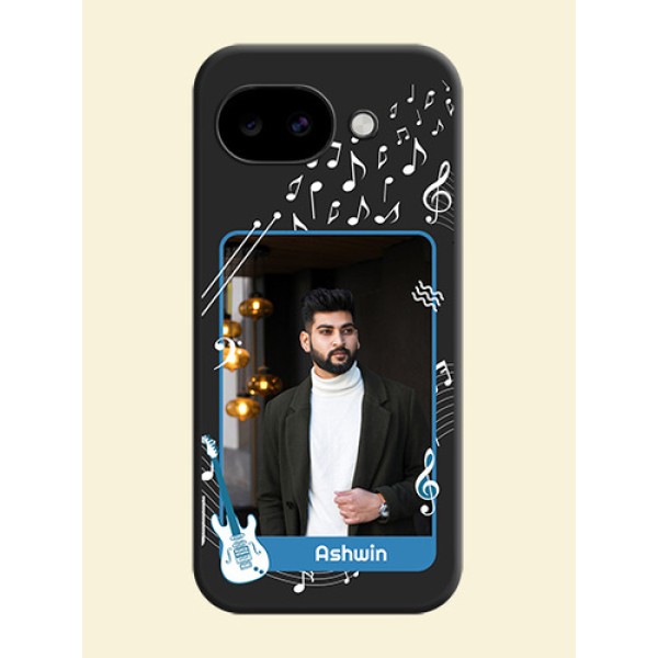 Musical Theme Design with Text on Photo On Space Black Custom Soft Matte Mobile Back Cover - Google Pixel 10A 5G
