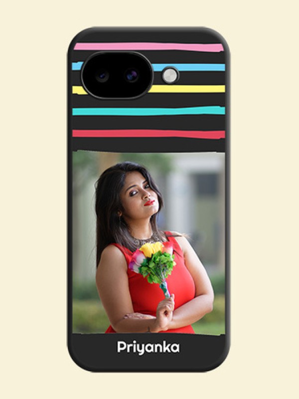 Multicolor Lines with Image On Space Black Custom Soft Matte Mobile Back Cover - Google Pixel 10A 5G