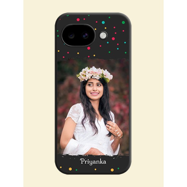 Multicolor Dotted Pattern with Text On Space Black Custom Soft Matte Mobile Back Cover - Google Pixel 10A 5G