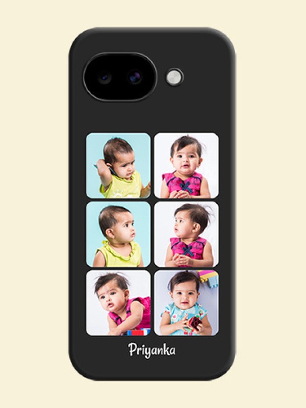 Floral Art with 6 Image Holder on Photo On Space Black Custom Soft Matte Mobile Back Cover - Google Pixel 10A 5G