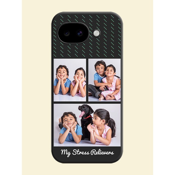 Cross Dotted Pattern with 2 Image Holder On Space Black Custom Soft Matte Mobile Back Cover - Google Pixel 10A 5G