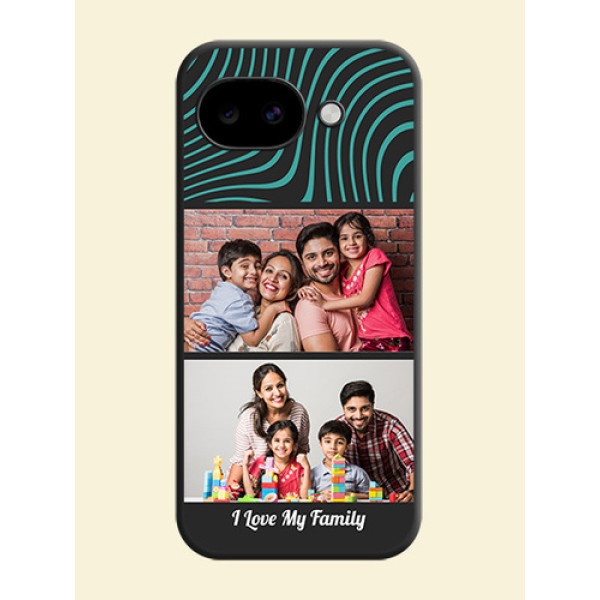 Wave Pattern with 2 Image Holder On Space Black Custom Soft Matte Mobile Back Cover - Google Pixel 10A 5G