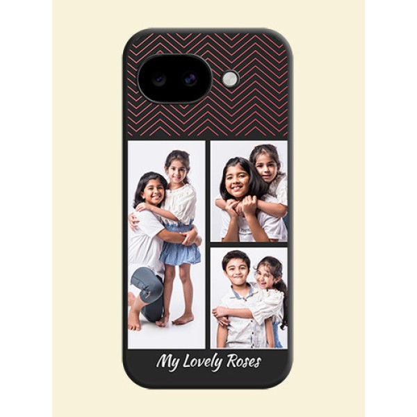 Wave Pattern with 3 Image Holder On Space Black Custom Soft Matte Mobile Back Cover - Google Pixel 10A 5G