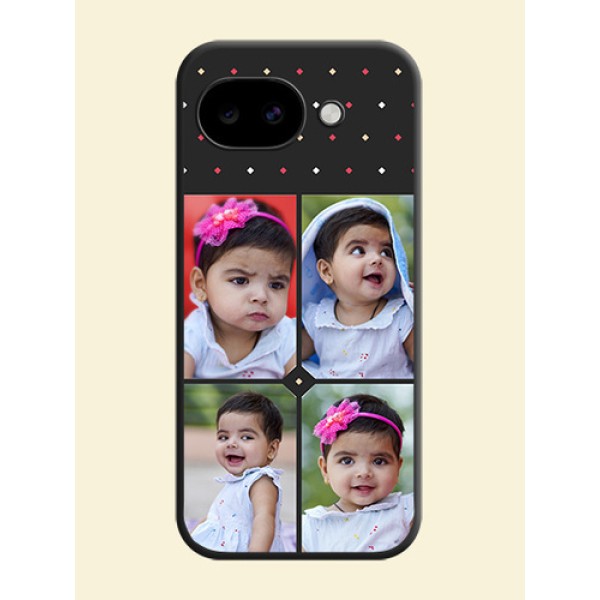 Multicolor Dotted Pattern with 4 Image Holder On Space Black Custom Soft Matte Mobile Back Cover - Google Pixel 10A 5G