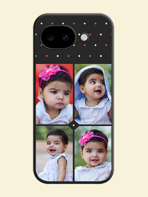 Multicolor Dotted Pattern with 4 Image Holder On Space Black Custom Soft Matte Mobile Back Cover - Google Pixel 10A 5G