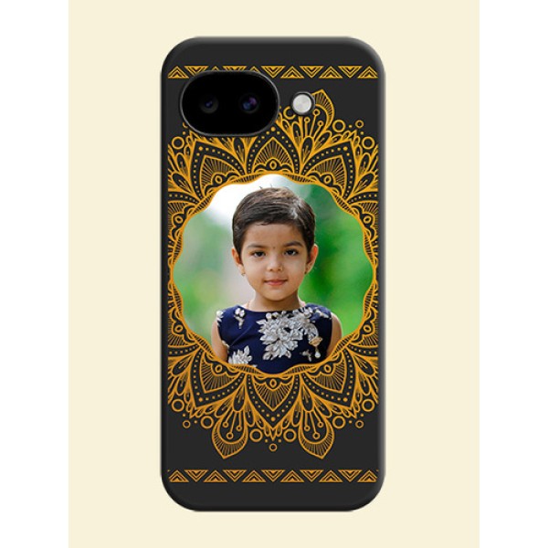 Round Image with Floral Design On Space Black Custom Soft Matte Mobile Back Cover - Google Pixel 10A 5G