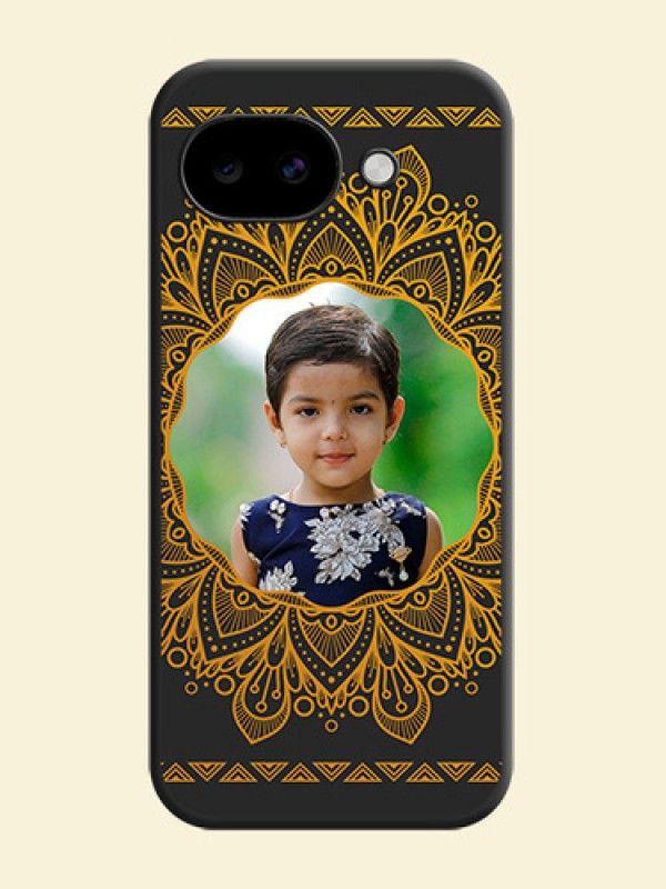 Round Image with Floral Design On Space Black Custom Soft Matte Mobile Back Cover - Google Pixel 10A 5G