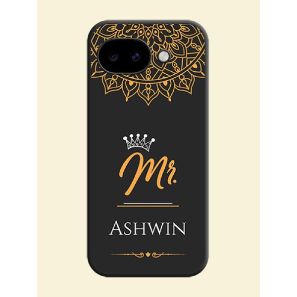 Mr Name with Floral Design On Space Black Custom Soft Matte Mobile Back Cover - Google Pixel 10A 5G