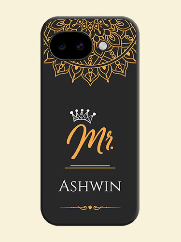 Mr Name with Floral Design On Space Black Custom Soft Matte Mobile Back Cover - Google Pixel 10A 5G