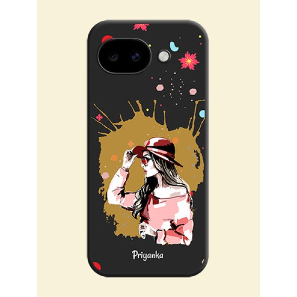 Mordern Lady With Color Splash Background With Custom Text On Space Black Custom Soft Matte Mobile Back Cover - Google Pixel 10A 5G