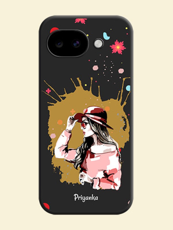 Mordern Lady With Color Splash Background With Custom Text On Space Black Custom Soft Matte Mobile Back Cover - Google Pixel 10A 5G