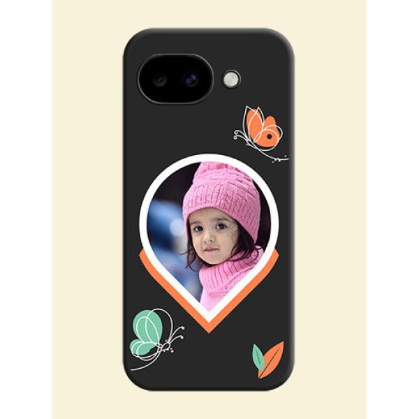 Upload Pic With Simple Butterly Design On Space Black Custom Soft Matte Mobile Back Cover - Google Pixel 10A 5G