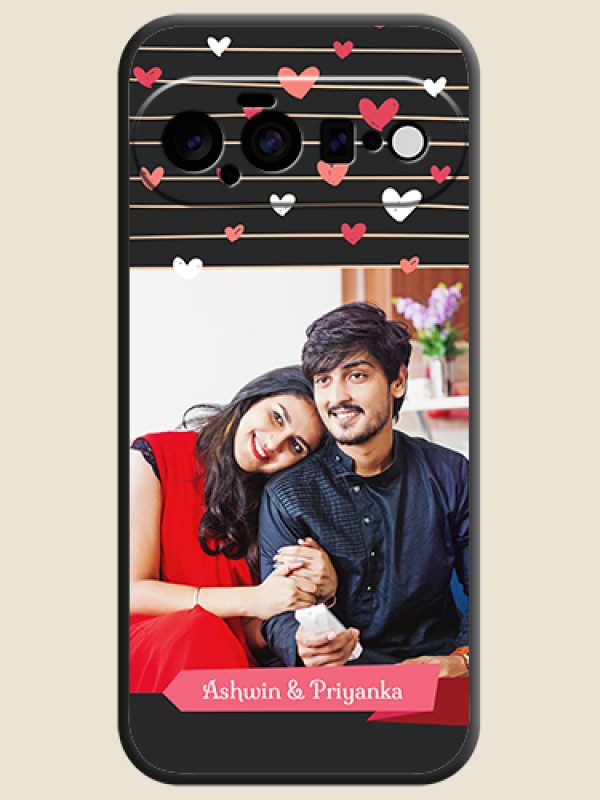 Love Pattern with Name on Pink Ribbon on Photo On Space Black Custom Soft Matte Mobile Back Cover - Google Pixel 11 5G