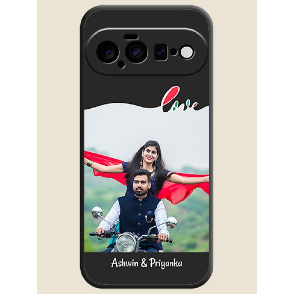 Fall in Love Pattern with Picture on Photo On Space Black Custom Soft Matte Mobile Back Cover - Google Pixel 11 5G