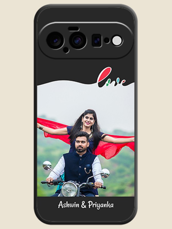 Fall in Love Pattern with Picture on Photo On Space Black Custom Soft Matte Mobile Back Cover - Google Pixel 11 5G