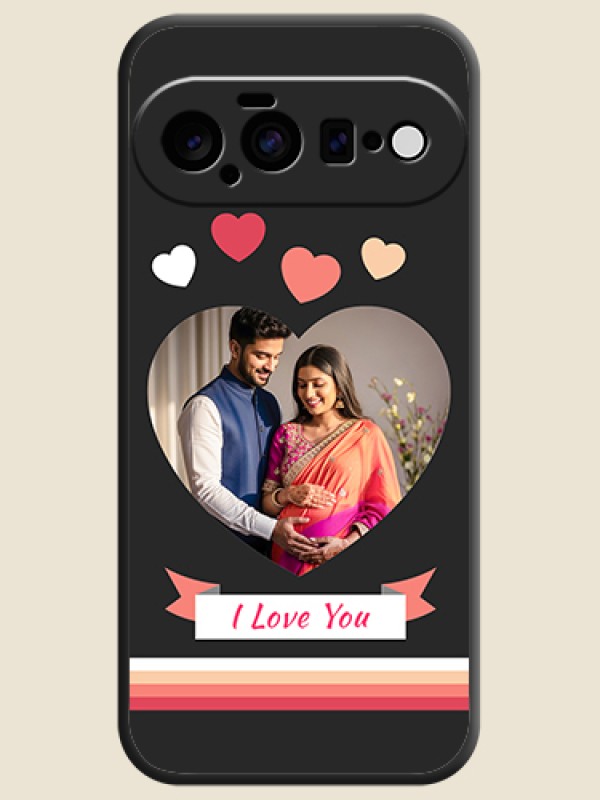 Love Shaped Photo with Colorful Stripes On Space Black Custom Soft Matte Mobile Back Cover - Google Pixel 11 5G
