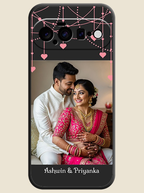 Pink Love Hangings with Text On Space Black Custom Soft Matte Mobile Back Cover - Google Pixel 11 5G