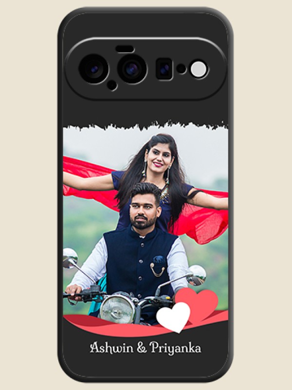 Pin Color Love Shaped Ribbon Design with Text On Space Black Custom Soft Matte Mobile Back Cover - Google Pixel 11 5G