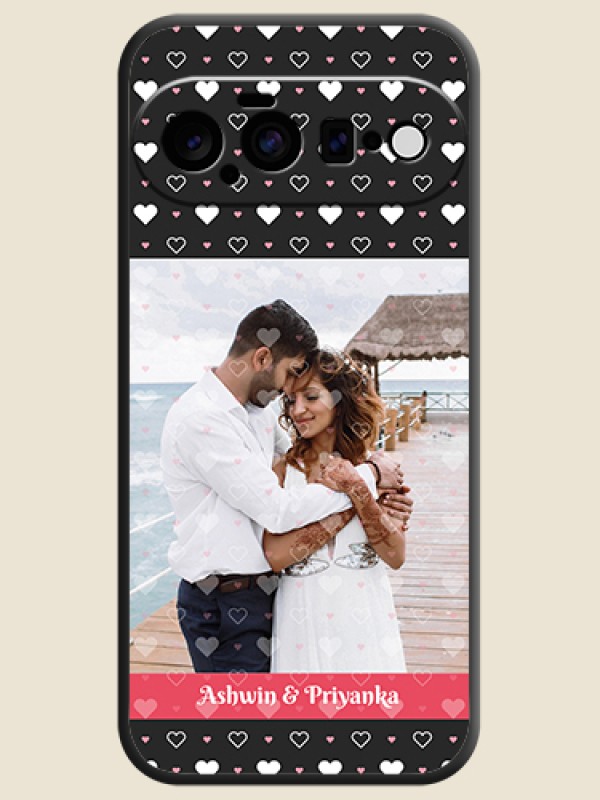 White Color Love Symbols with Text Design on Photo On Space Black Custom Soft Matte Mobile Back Cover - Google Pixel 11 5G