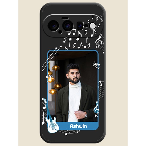 Musical Theme Design with Text on Photo On Space Black Custom Soft Matte Mobile Back Cover - Google Pixel 11 5G