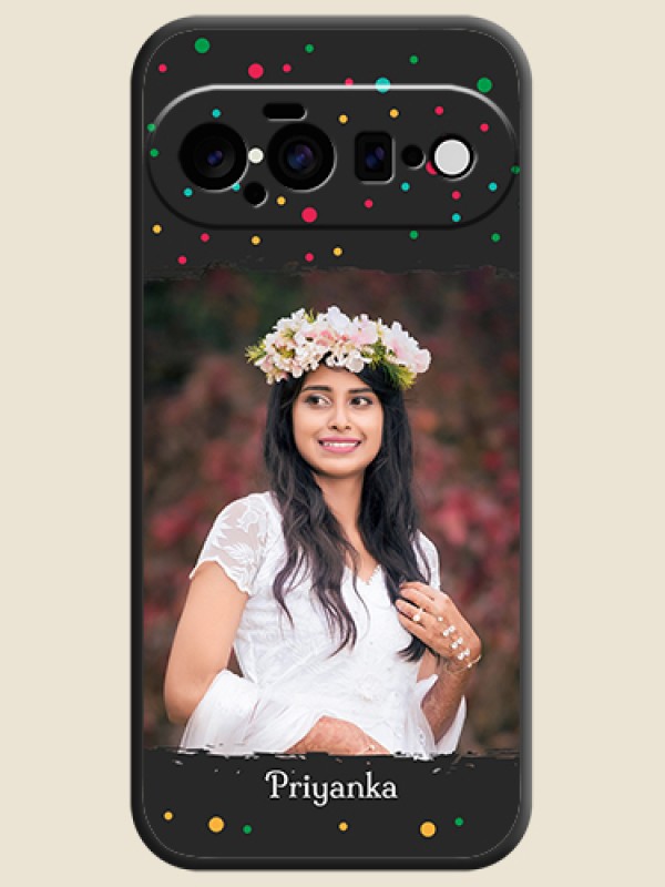 Multicolor Dotted Pattern with Text On Space Black Custom Soft Matte Mobile Back Cover - Google Pixel 11 5G