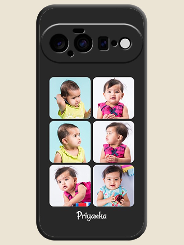 Floral Art with 6 Image Holder on Photo On Space Black Custom Soft Matte Mobile Back Cover - Google Pixel 11 5G