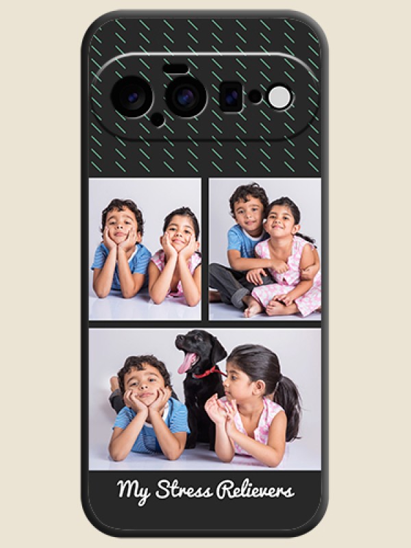 Cross Dotted Pattern with 2 Image Holder On Space Black Custom Soft Matte Mobile Back Cover - Google Pixel 11 5G