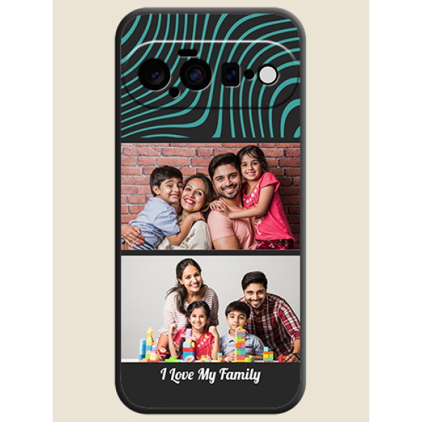 Wave Pattern with 2 Image Holder On Space Black Custom Soft Matte Mobile Back Cover - Google Pixel 11 5G