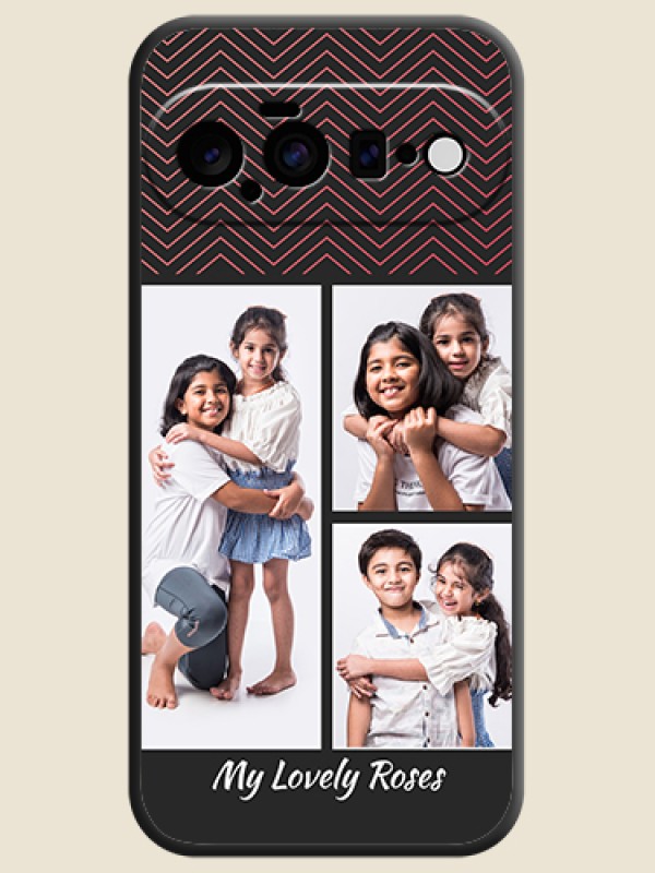 Wave Pattern with 3 Image Holder On Space Black Custom Soft Matte Mobile Back Cover - Google Pixel 11 5G