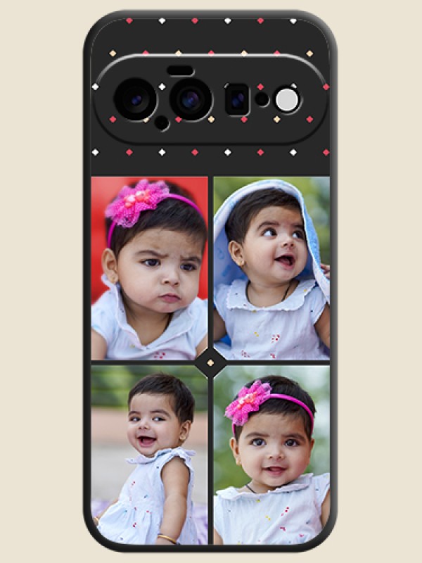 Multicolor Dotted Pattern with 4 Image Holder On Space Black Custom Soft Matte Mobile Back Cover - Google Pixel 11 5G
