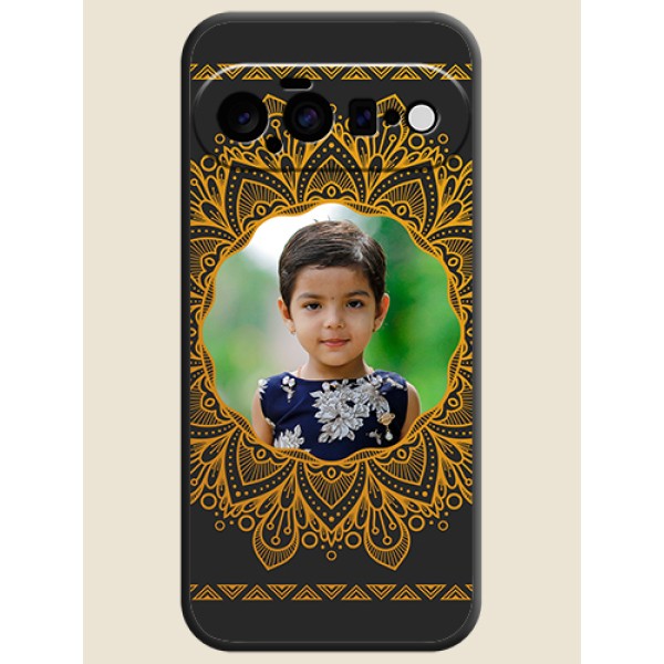 Round Image with Floral Design On Space Black Custom Soft Matte Mobile Back Cover - Google Pixel 11 5G