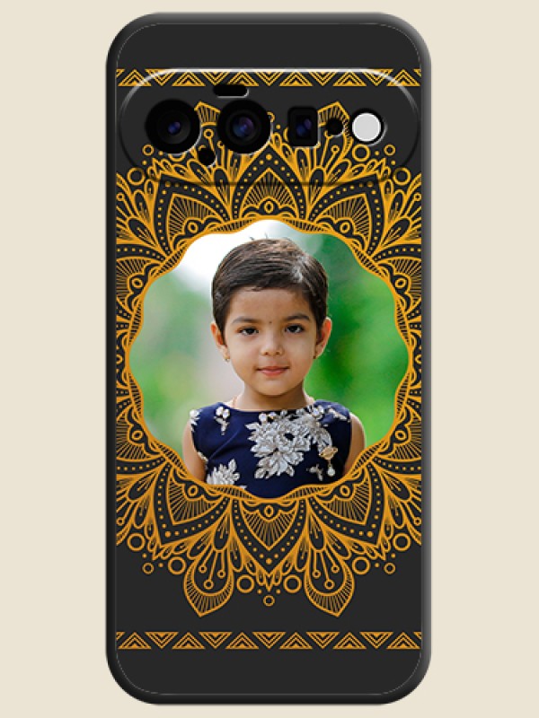 Round Image with Floral Design On Space Black Custom Soft Matte Mobile Back Cover - Google Pixel 11 5G