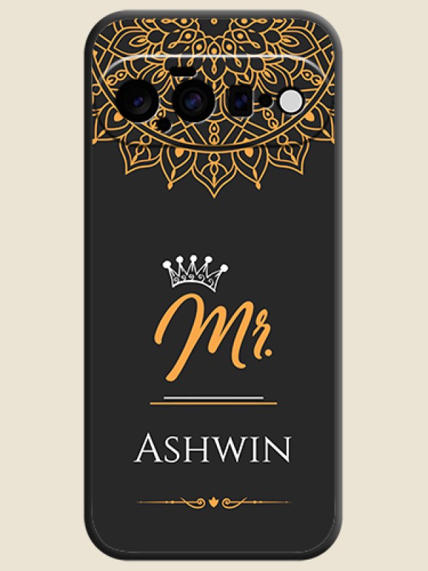 Mr Name with Floral Design On Space Black Custom Soft Matte Mobile Back Cover - Google Pixel 11 5G
