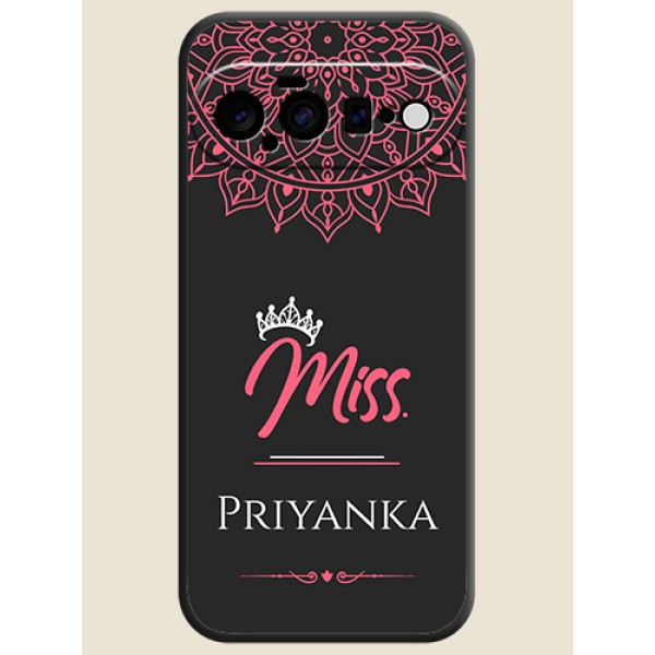 Mrs Name with Floral Design On Space Black Custom Soft Matte Mobile Back Cover - Google Pixel 11 5G