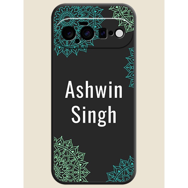 Your Name with Floral Design On Space Black Custom Soft Matte Mobile Back Cover - Google Pixel 11 5G