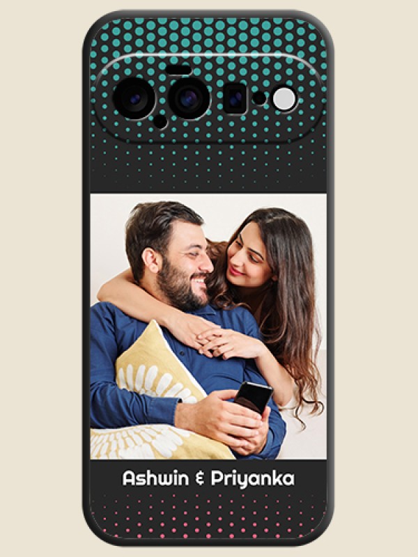 Faded Dots with Grunge Photo Frame and Text On Space Black Custom Soft Matte Mobile Back Cover - Google Pixel 11 5G