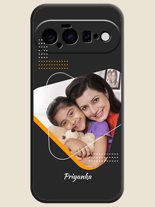 Yellow Triangle on Photo On Space Black Custom Soft Matte Mobile Back Cover - Google Pixel 11 5G