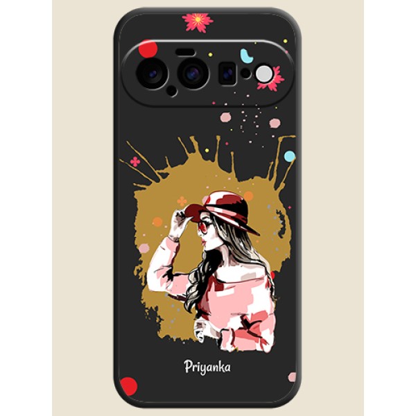Mordern Lady With Color Splash Background With Custom Text On Space Black Custom Soft Matte Mobile Back Cover - Google Pixel 11 5G