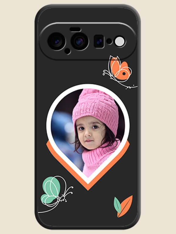 Upload Pic With Simple Butterly Design On Space Black Custom Soft Matte Mobile Back Cover - Google Pixel 11 5G