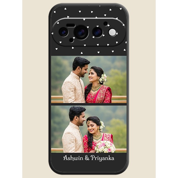 Miniature Love Symbols with Name On Space Black Custom Soft Matte Mobile Back Cover - Google Pixel 11 Pro 5G