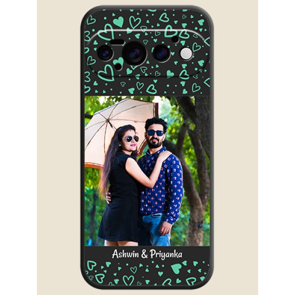 Sea Green Indefinite Love Pattern on Photo On Space Black Custom Soft Matte Mobile Back Cover - Google Pixel 11 Pro 5G