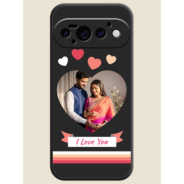 Love Shaped Photo with Colorful Stripes On Space Black Custom Soft Matte Mobile Back Cover - Google Pixel 11 Pro 5G