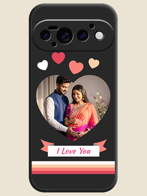 Love Shaped Photo with Colorful Stripes On Space Black Custom Soft Matte Mobile Back Cover - Google Pixel 11 Pro 5G