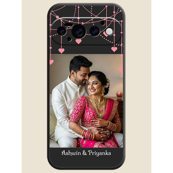 Pink Love Hangings with Text On Space Black Custom Soft Matte Mobile Back Cover - Google Pixel 11 Pro 5G