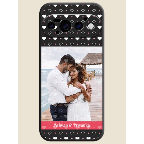 White Color Love Symbols with Text Design on Photo On Space Black Custom Soft Matte Mobile Back Cover - Google Pixel 11 Pro 5G